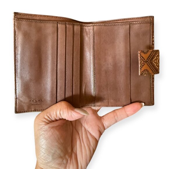 Rare Authentic Prada Printed Leather Wallet | Geometric Motif - Picture 6 of 8